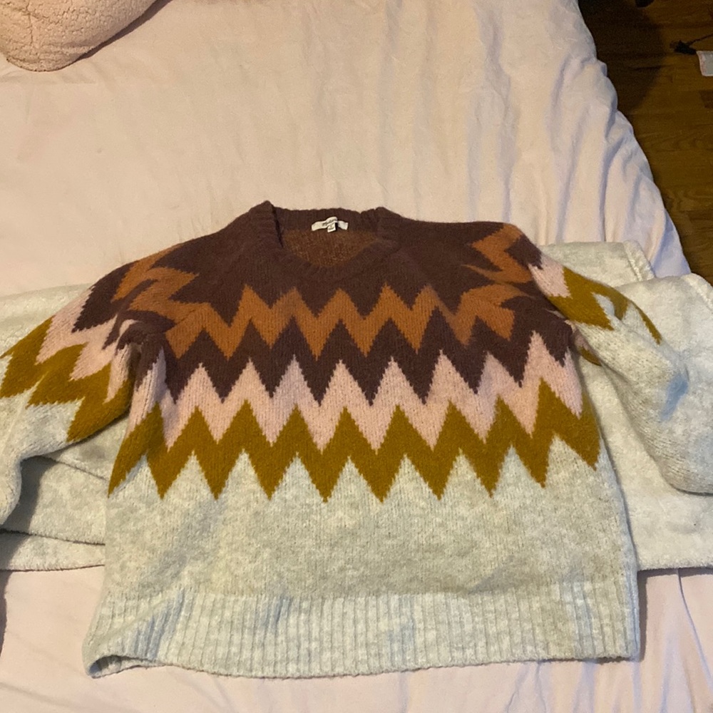 Madewell patterned crew neck sweater size small